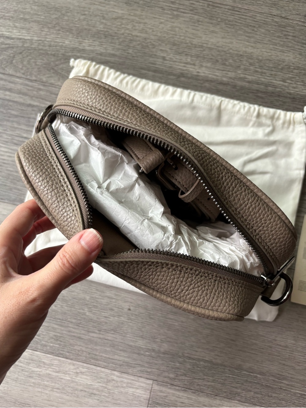 Angela Roi Grace Mini Crossbody [Signet] - Light Mud Gray Pebble Vegan Leather - Picture 6 of 11